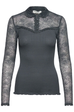 Rwbeatha Silk Ls Lace Polo T-shirt