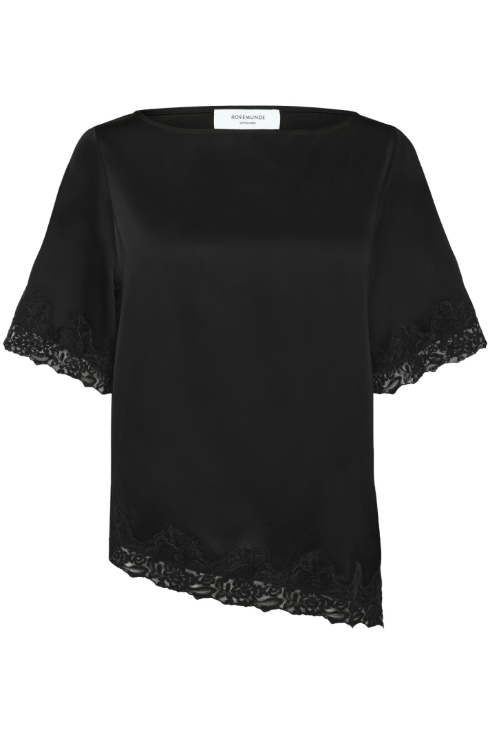 Rwpatricia Silk Ss Lace Boatneck Blouse