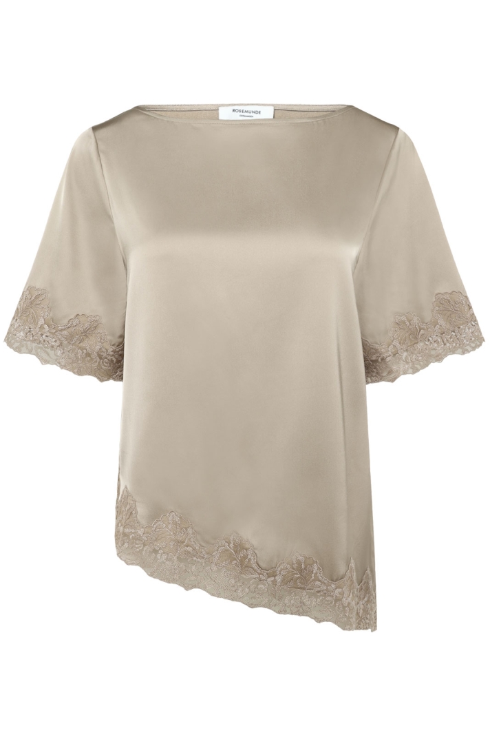 Rwpatricia Silk Ss Lace Boatneck Blouse