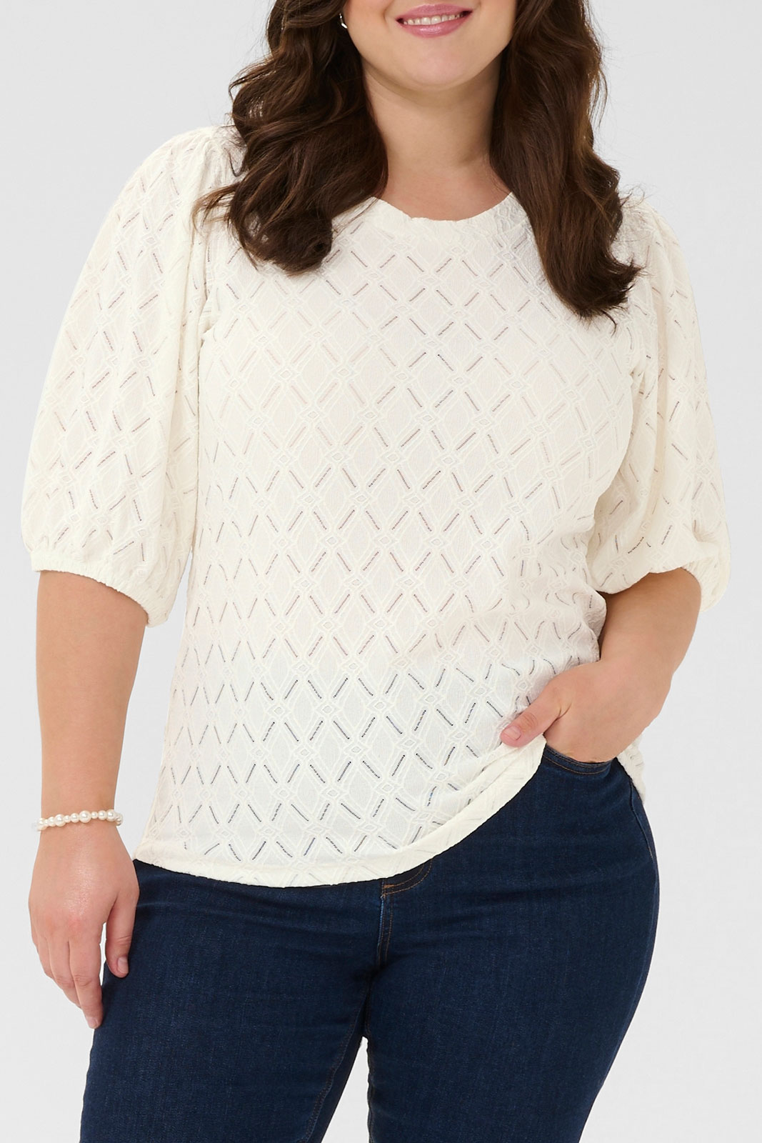 Kctina Short Sl Lace Blouse