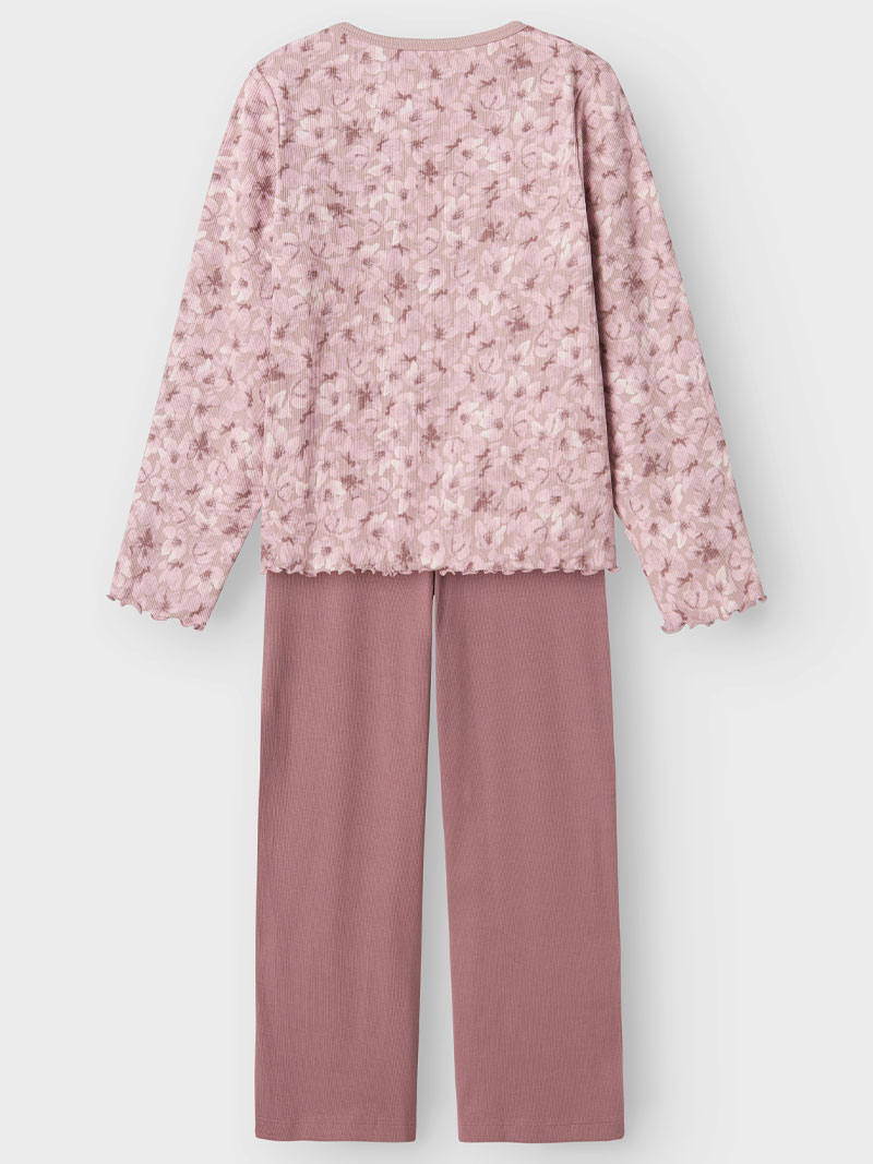 Nkfnightset Mauve Flower Loose Rib Noos